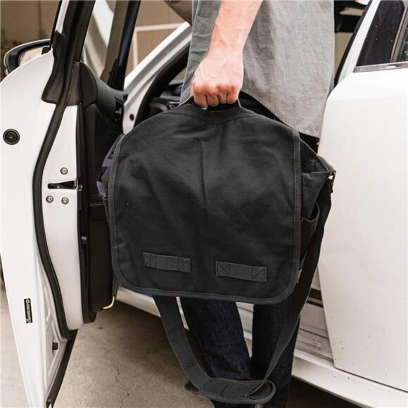 vintage canvas messenger bag large shoulder bag travel crossbody heavy duty tote - Picture 3 of 8